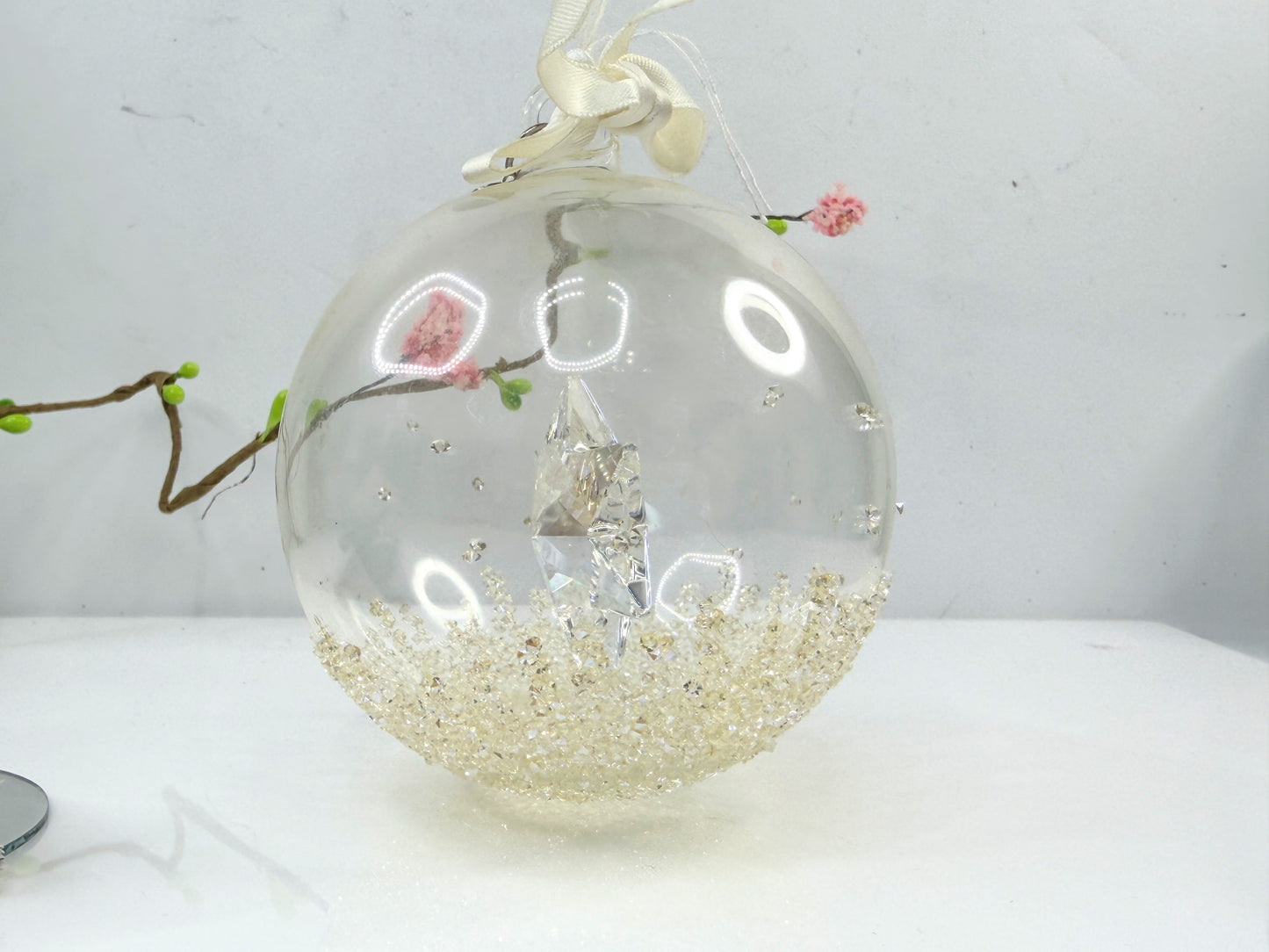 2014 Crystal Star Ornament Glass Globe Dated Tag Retired Ball 5059023 XN90