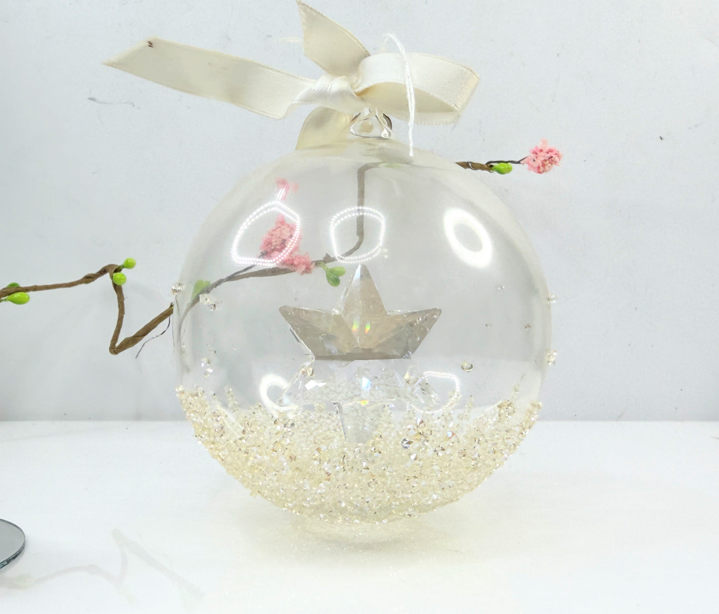 2014 Crystal Star Ornament Glass Globe Dated Tag Retired Ball 5059023 XN90