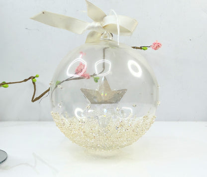 2014 Crystal Star Ornament Glass Globe Dated Tag Retired Ball 5059023 XN90