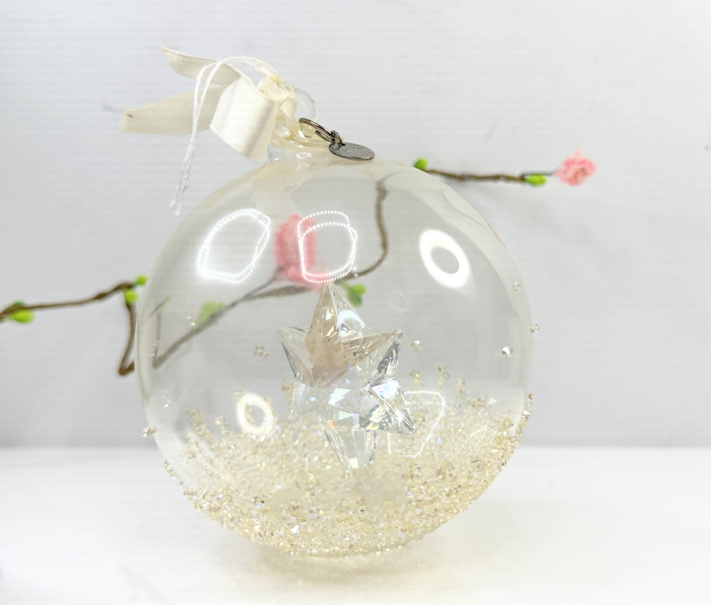2014 Crystal Star Ornament Glass Globe Dated Tag Retired Ball 5059023 XN90