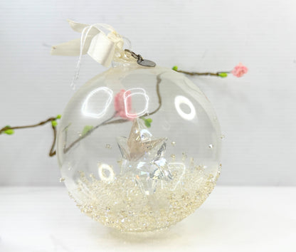 2014 Crystal Star Ornament Glass Globe Dated Tag Retired Ball 5059023 XN90