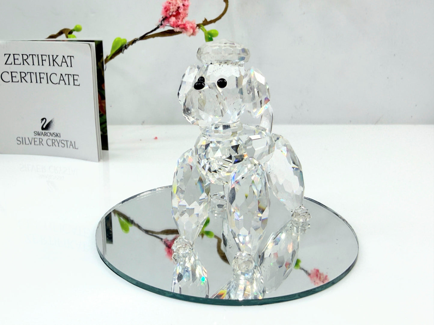 Swarovski Crystal Poodle Retired Mint Display mirror COA 2.25" S273