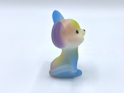 FENTON art glass collector RAINBOW mouse Hand Painted by E Lowe 3"