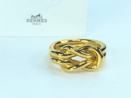 HERMES scarf ring "Atame" Metal Gold Plated GS319