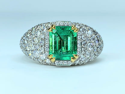 Kay Florence Panjshir Emerald Ring with D Flawless Diamonds set in Platinum Signed JR9096