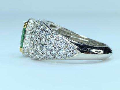 Kay Florence Panjshir Emerald Ring with D Flawless Diamonds set in Platinum Signed JR9096