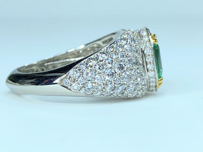 Kay Florence Panjshir Emerald Ring with D Flawless Diamonds set in Platinum Signed JR9096