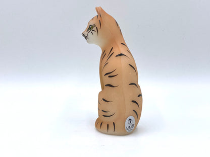 Fenton Opal Satin Glass Stylized Tiger cat By Kitty Riley