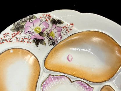 Antique Nippon Morimura Oyster Plate Pink Floral Gold 8.5" c1911-1921 A1265