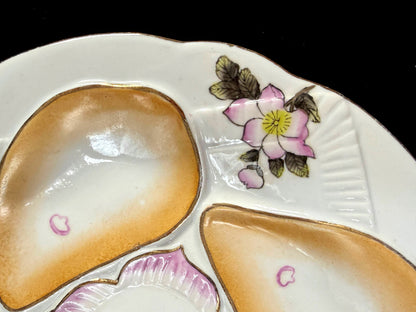 Antique Nippon Morimura Oyster Plate Pink Floral Gold 8.5" c1911-1921 A1265