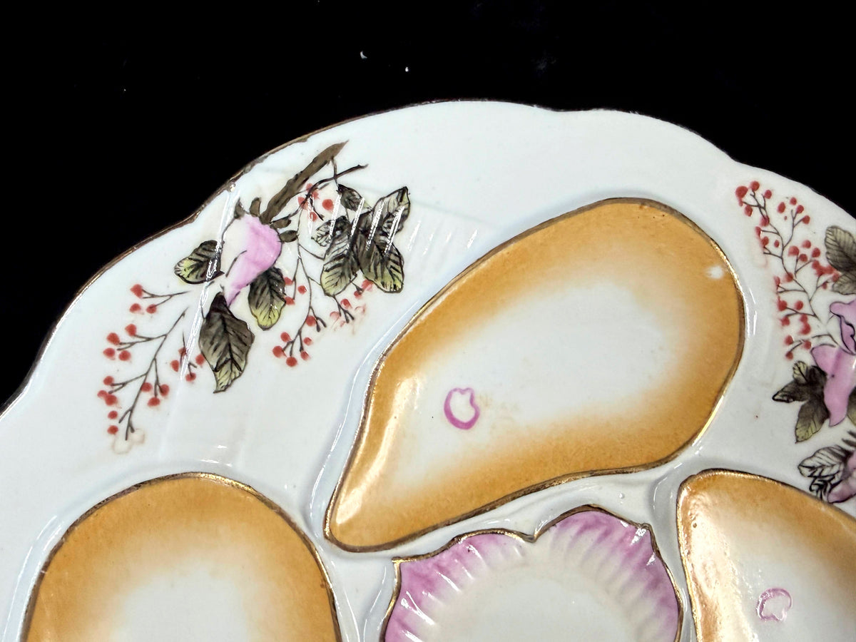 Antique Nippon Morimura Oyster Plate Pink Floral Gold 8.5" c1911-1921 A1265
