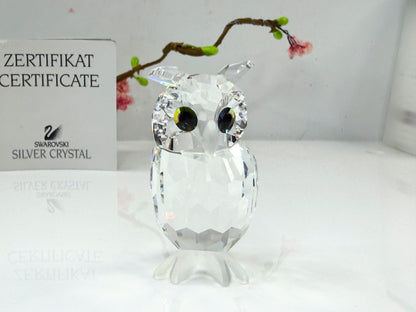 Vintage Swarovski Crystal Owl Figurine Retired Silver Crystal Mirror COA S275