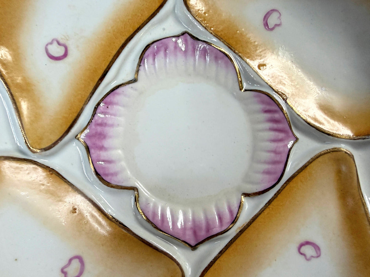 Antique Nippon Morimura Oyster Plate Pink Floral Gold 8.5" c1911-1921 A1265
