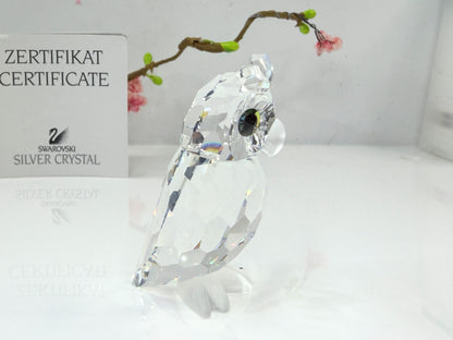 Vintage Swarovski Crystal Owl Figurine Retired Silver Crystal Mirror COA S275