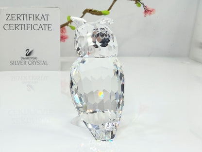 Vintage Swarovski Crystal Owl Figurine Retired Silver Crystal Mirror COA S275