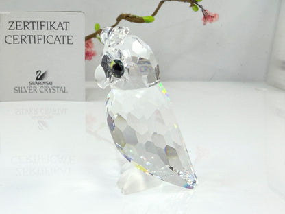 Vintage Swarovski Crystal Owl Figurine Retired Silver Crystal Mirror COA S275