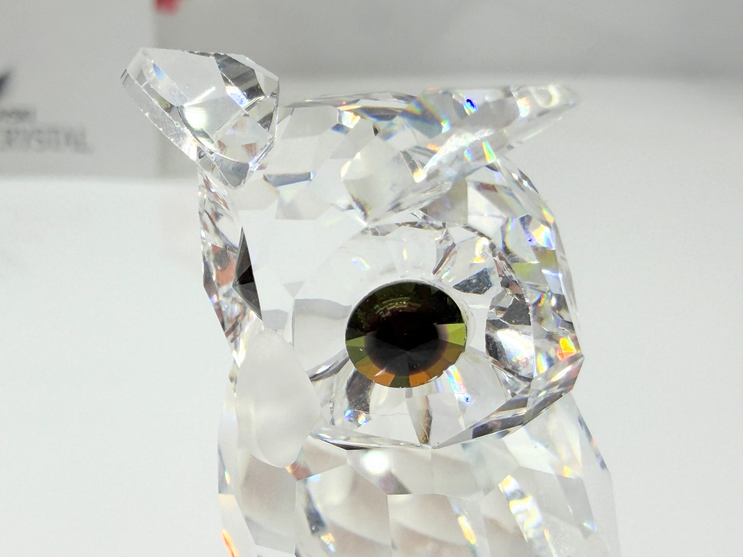 Vintage Swarovski Crystal Owl Figurine Retired Silver Crystal Mirror COA S275