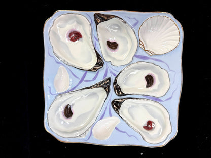 Antique German Registrirt 5-Well Oyster Plate Blue Purple Ribbon A1266