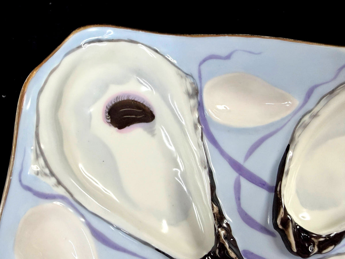 Antique German Registrirt 5-Well Oyster Plate Blue Purple Ribbon A1266