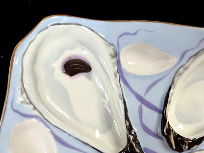 Antique German Registrirt 5-Well Oyster Plate Blue Purple Ribbon A1266