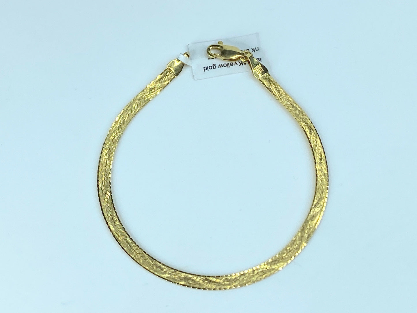 3.5mm 14K yellow gold Herringbone satin polish bracelet 7.5" 3.5g R9097