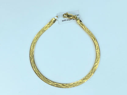 3.5mm 14K yellow gold Herringbone satin polish bracelet 7.5" 3.5g R9097