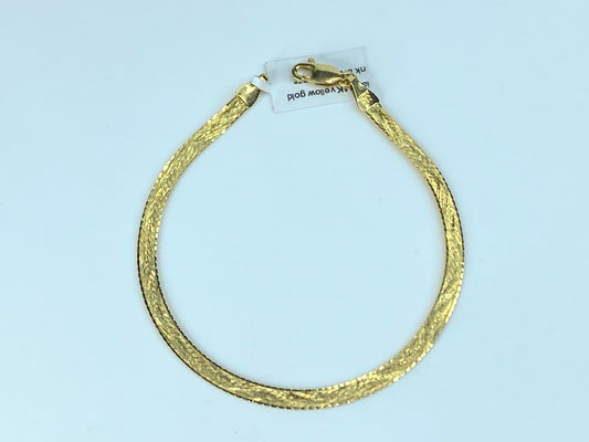 3.5mm 14K yellow gold Herringbone satin polish bracelet 7.5" 3.5g R9097