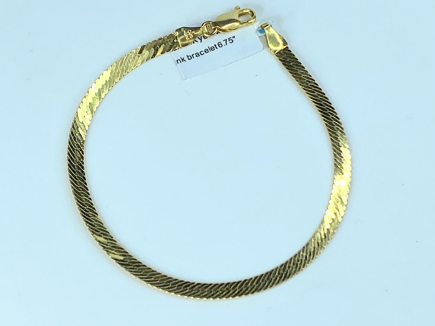 3.5mm 14K yellow gold Herringbone satin polish bracelet 7.5" 3.5g R9097