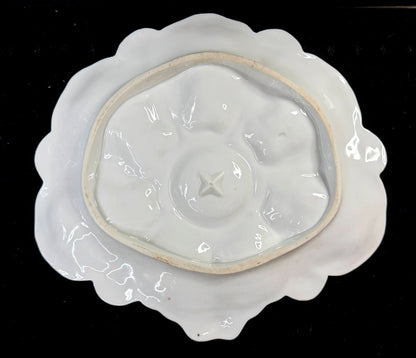 Antique 6-Well Oyster Plate Pink White Gold Porcelain c1890 A1267