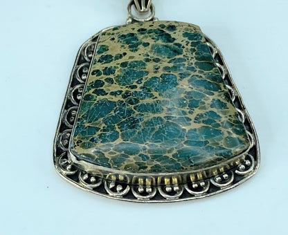 Sterling silver Sea settlement Jasper stone decorated pendant 18.5g JR9757