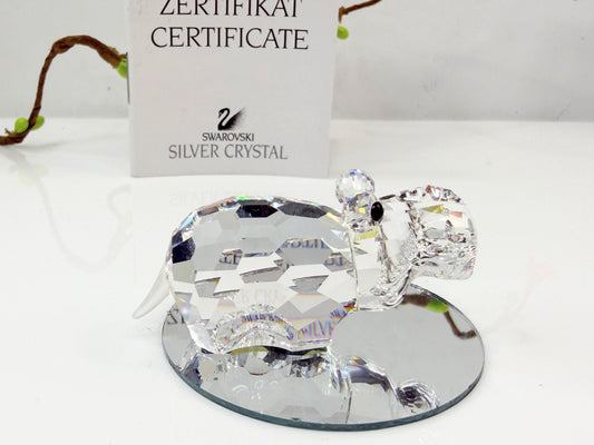 Swarovski Crystal Hippopotamus Figurine Display mirror, COA 2.25" S276