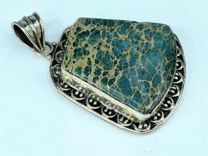 Sterling silver Sea settlement Jasper stone decorated pendant 18.5g JR9757