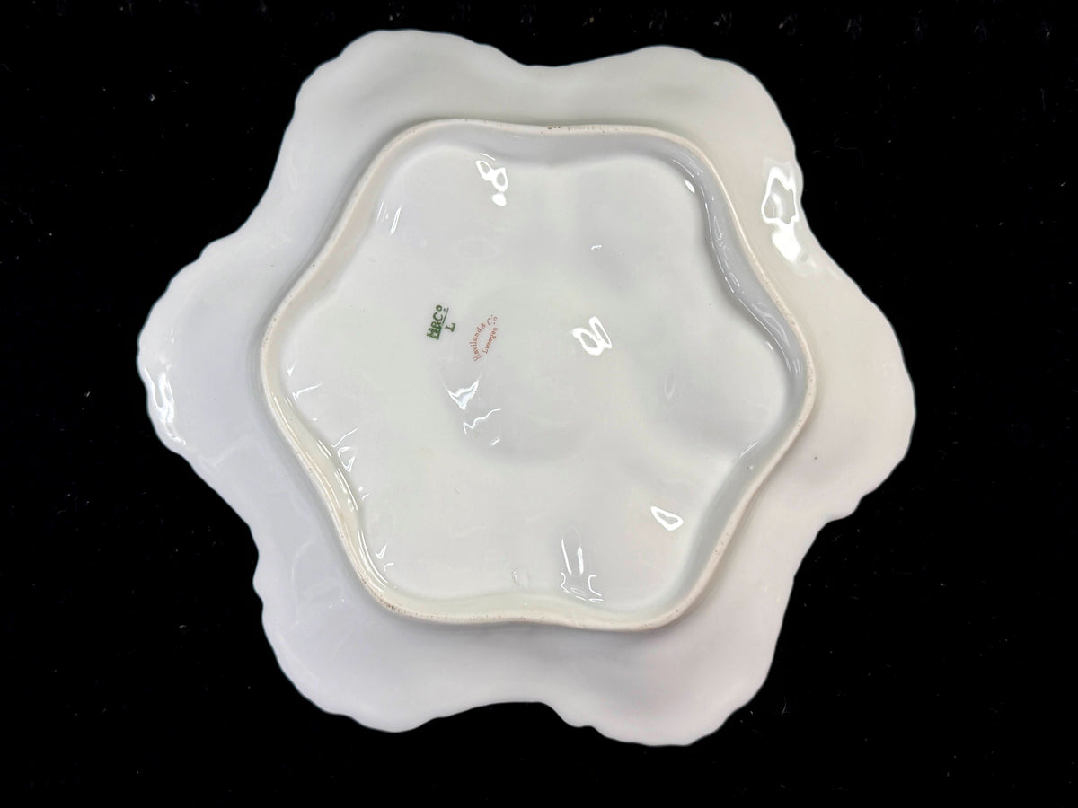 Haviland Limoges Porcelain 6-Well Oyster Plate Pink Gilt Antique A1268