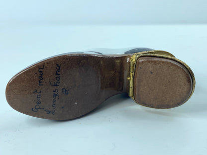 Limoges France Peint Main Golf Shoe trinket box 2 7/8" x 1" x 7/8" A369