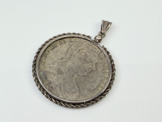 Austrian 1780 Maria Theresa Silver Thaler Coin Pendant 35.1g S279