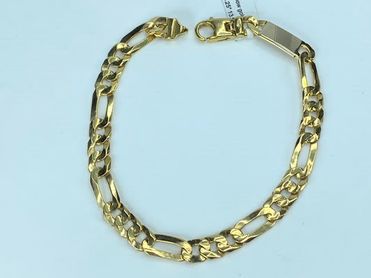 6.6mm Figaro classic 14K yellow gold bracelet 8.5" 13.6g JR9101