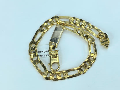 6.6mm Figaro classic 14K yellow gold bracelet 8.5" 13.6g JR9101