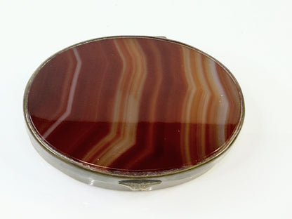 Antique British Oval Agate Hardstone Snuff Box Gilt SS209