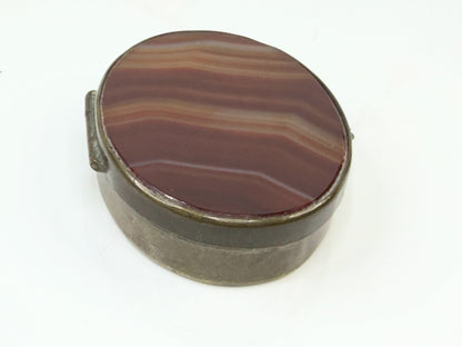 Antique British Oval Agate Hardstone Snuff Box Gilt SS209