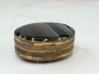 Antique British Banded Agate Gilt Snuff Box SS210