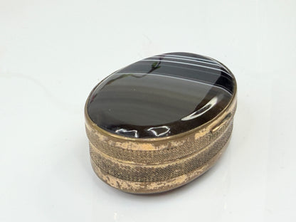 Antique British Banded Agate Gilt Snuff Box SS210