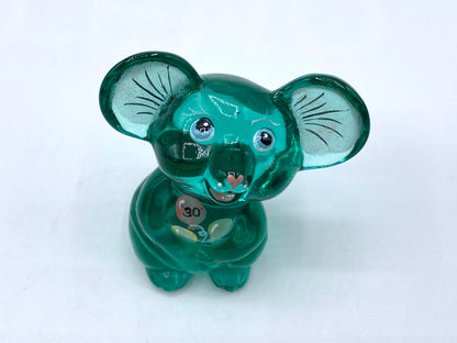 Signed Fenton NFGS 30th Yrs Celebration Green transparent Art Glass Mouse FT1048