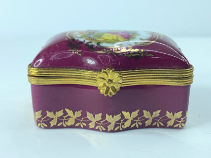 Limoges Castel France Porcelain Flower Trinket Box 2.5" A375