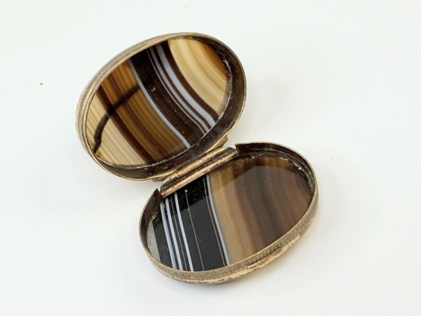 Antique British Banded Agate Gilt Snuff Box SS210