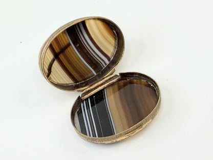 Antique British Banded Agate Gilt Snuff Box SS210