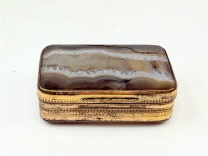 Antique British Scenic Agate Gilt Snuff Box SS211