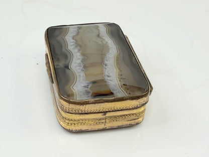 Antique British Scenic Agate Gilt Snuff Box SS211