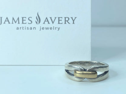 James Avery Sterling Silver & 14k Yellow Gold Ring 8.5g s8.75 with box JR239
