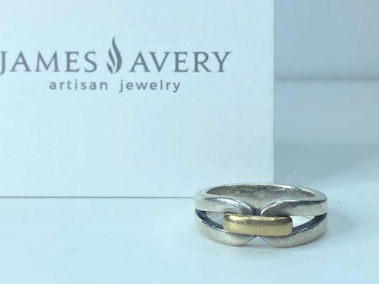 James Avery Sterling Silver & 14k Yellow Gold Ring 8.5g s8.75 with box JR239