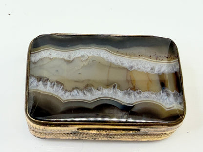 Antique British Scenic Agate Gilt Snuff Box SS211